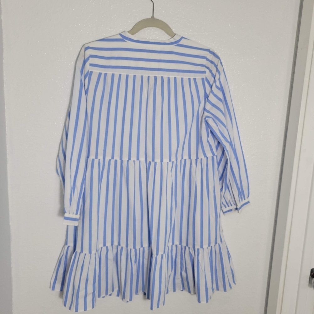 J.Crew Tiered Cotton Poplin Mini Dress in Barrie Stripe, Size XS, BP851 - Picture 5 of 7